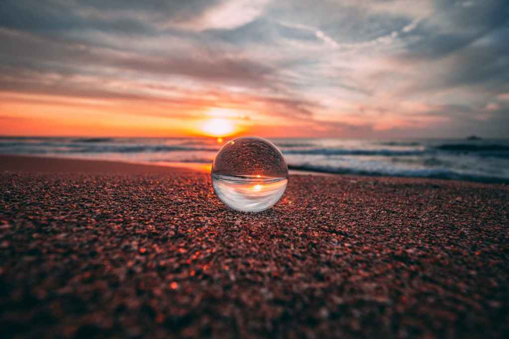 clear bubble on sand